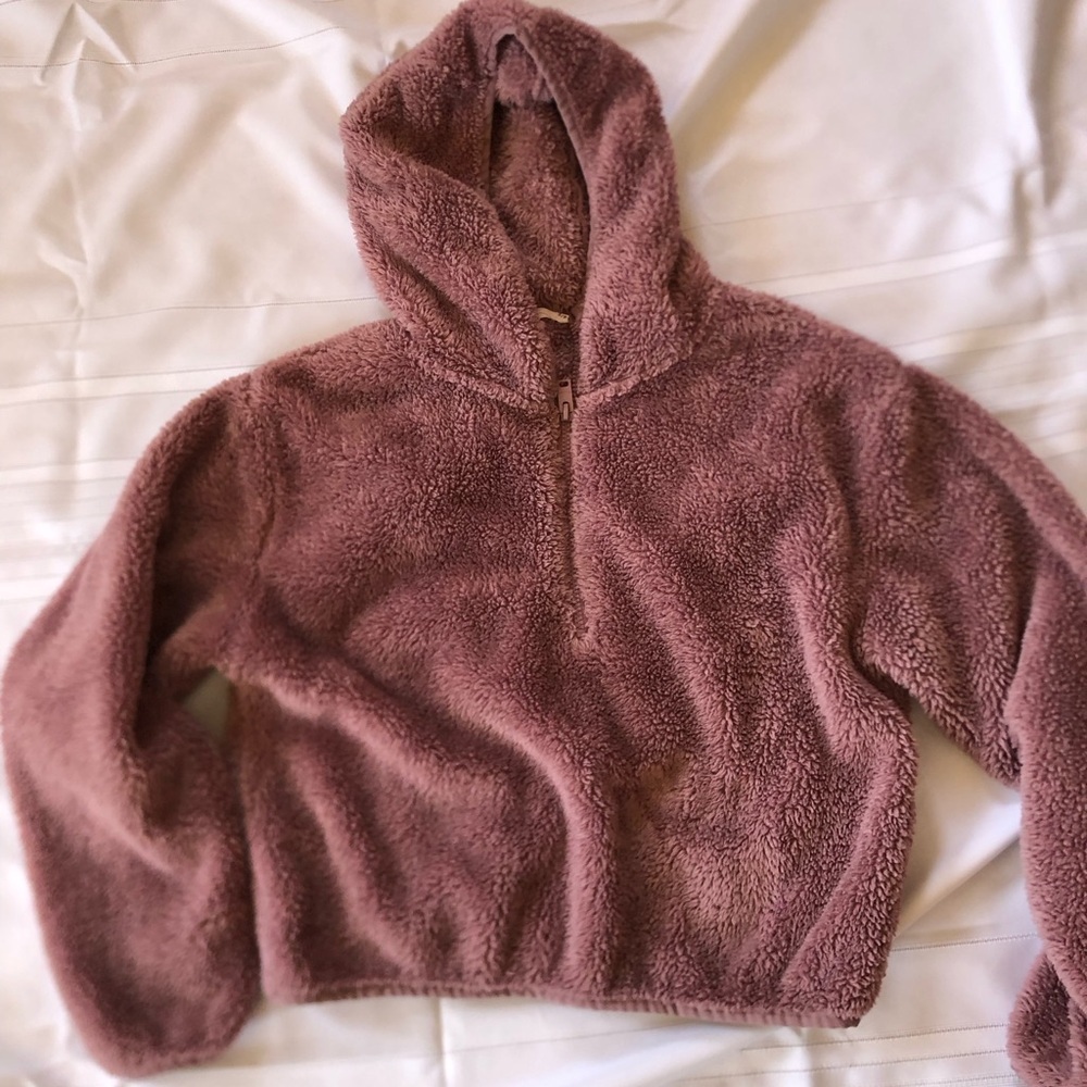 Bluenotes Dusty Rose Hooded Sweater Plush and Cozy